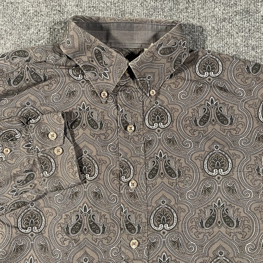 Stetson Paisley Geometric Abstract Print Long Sleeve Button Shirt Mens Large